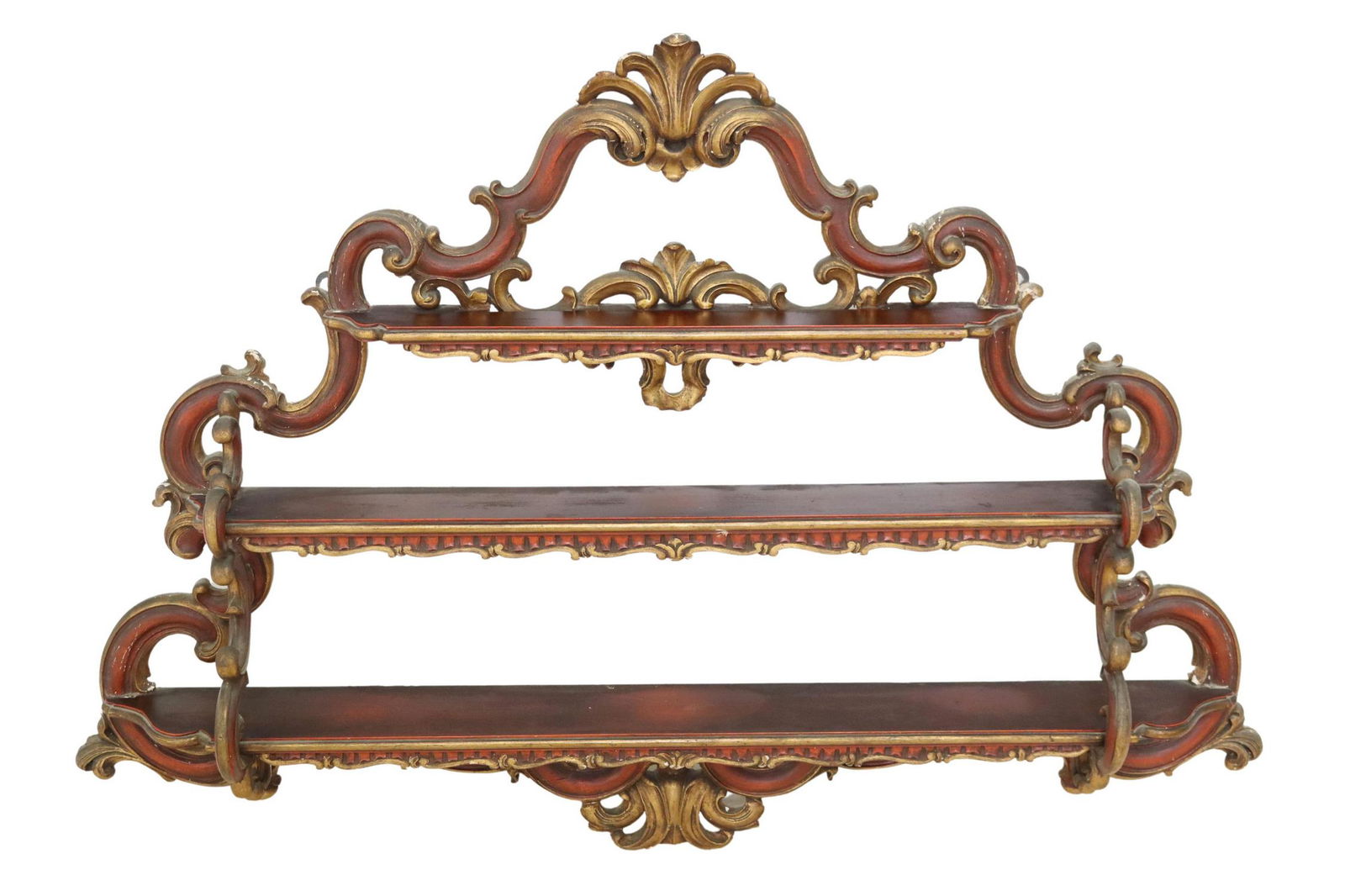 LOUIS XV STYLE PARCEL GILT WALL-MOUNTED ETAGERE (1 of 3)