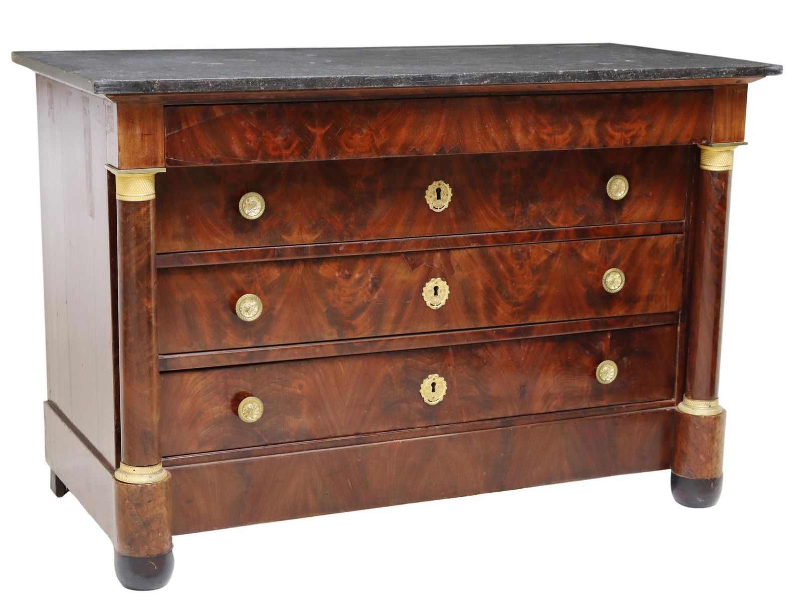 FRENCH EMPIRE MARBLE-TOP MAHOGANY COMMODE (1 of 5)