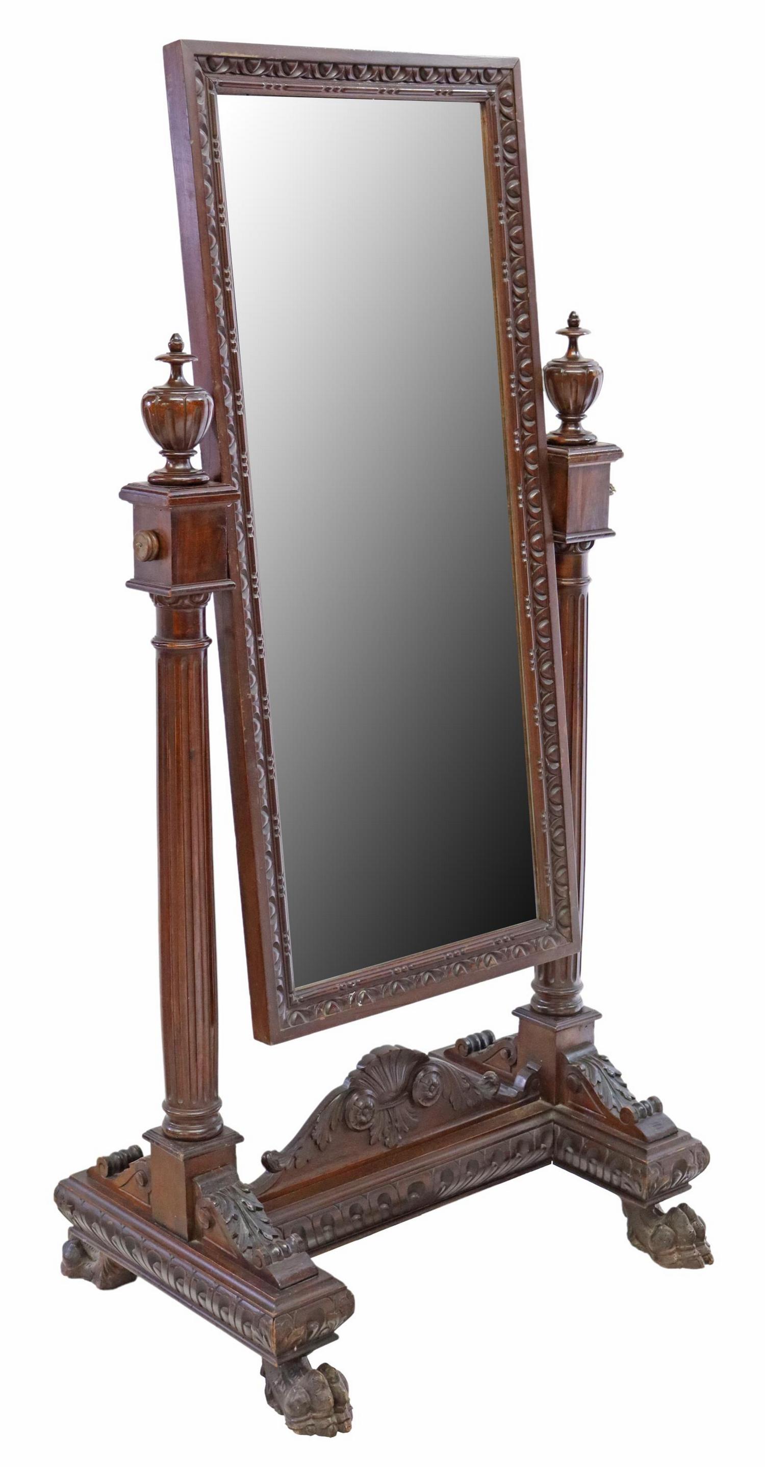 ITALIAN RENAISSANCE REVIVAL WALNUT CHEVAL MIRROR (1 of 4)