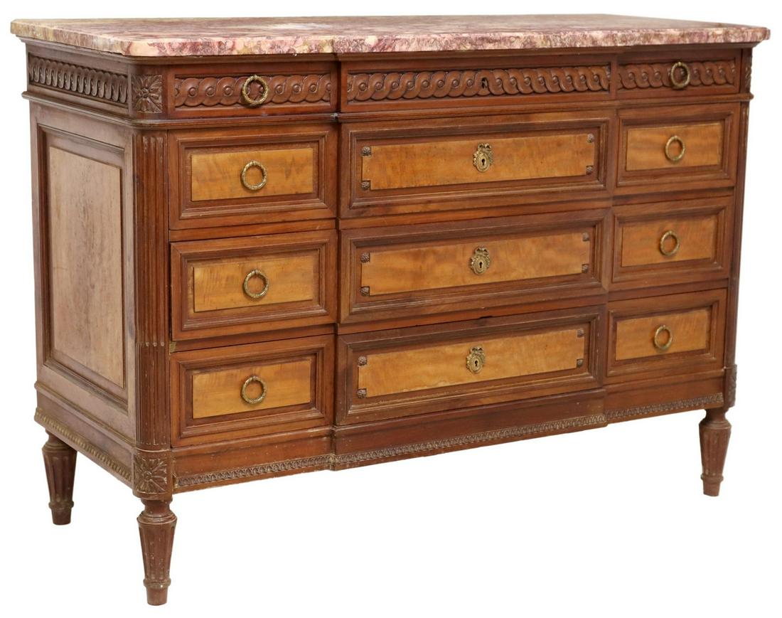 FRENCH LOUIS XVI STYLE MARBLE-TOP COMMODE, 19TH C. (1 of 5)