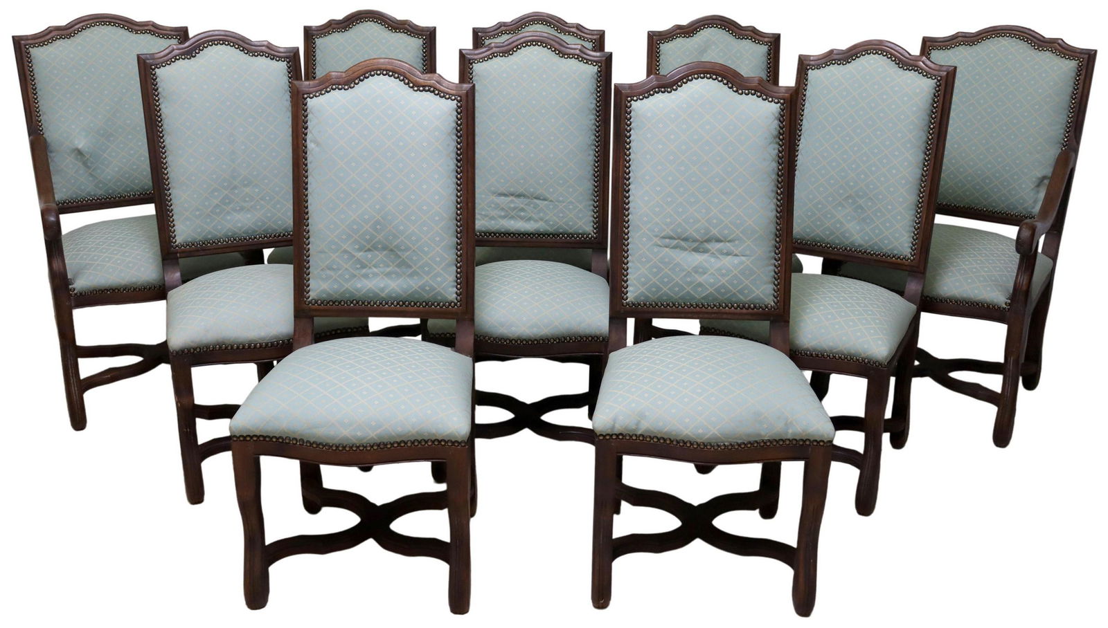 (10) FRENCH LOUIS XIV STYLE OAK ARM & SIDE CHAIRS (1 of 4)