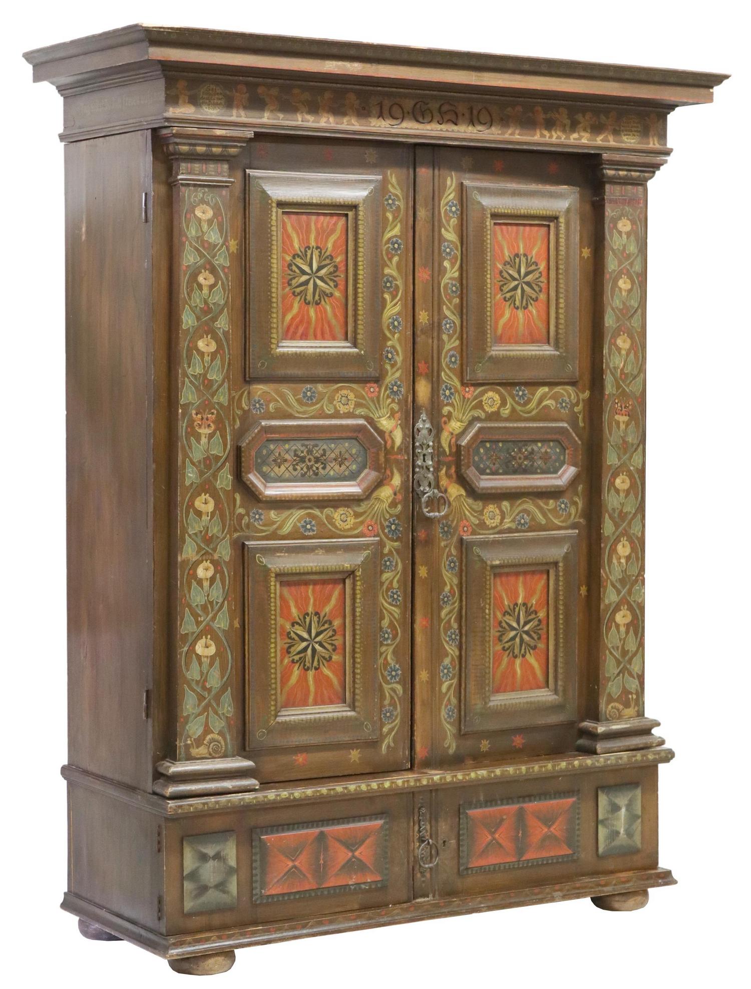 SWISS POLYCHROME PAINT-DECORATED ARMOIRE (1 of 8)