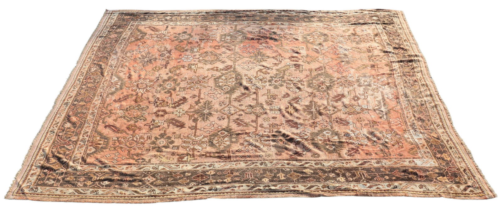HAND-TIED OUSHAK RUG, 13'9" X 12'3.5" (1 of 4)