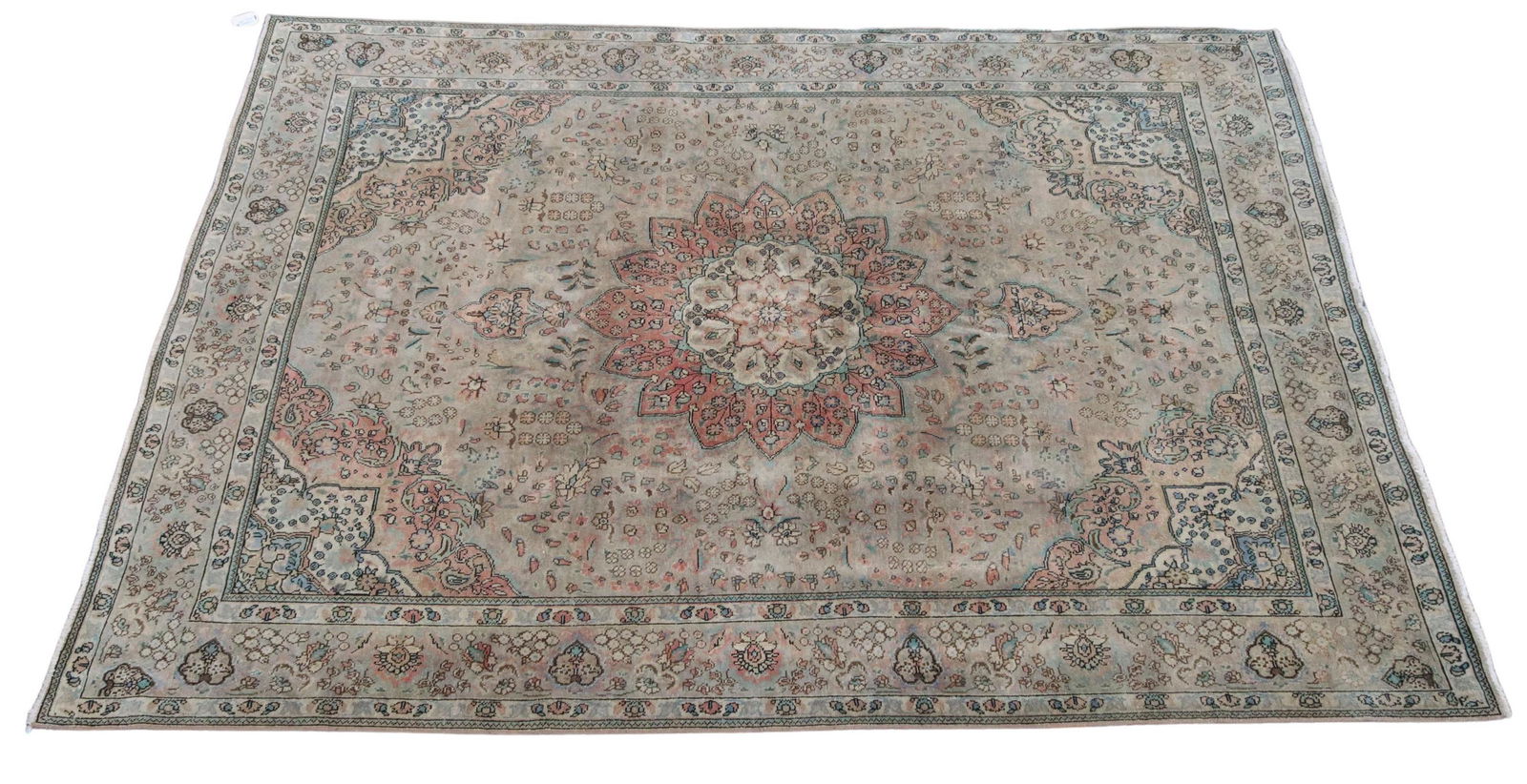 HAND-TIED PERSIAN TABRIZ RUG, 10'11" X 8'6" (1 of 4)
