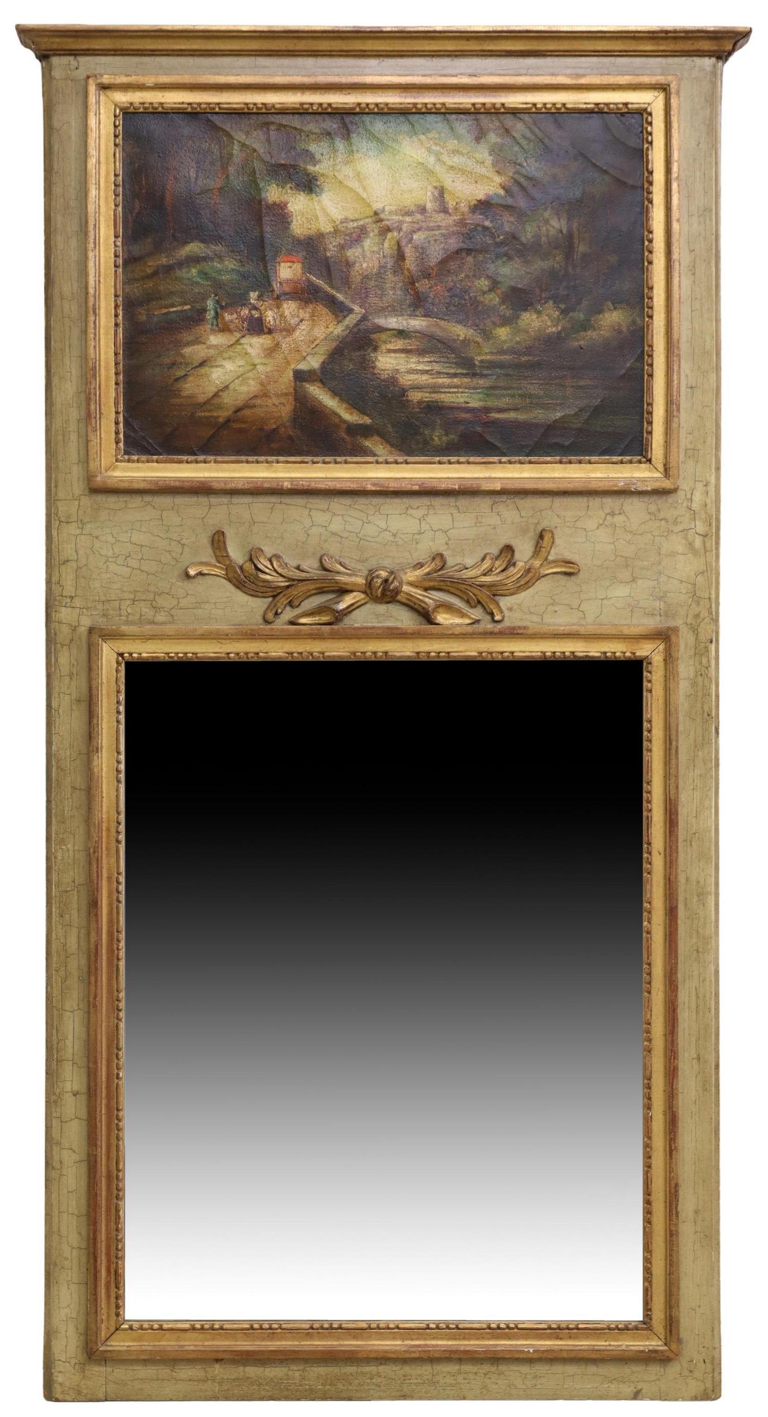 FRENCH PARCEL GILT TRUMEAU MIRROR, 47.5"H (1 of 4)