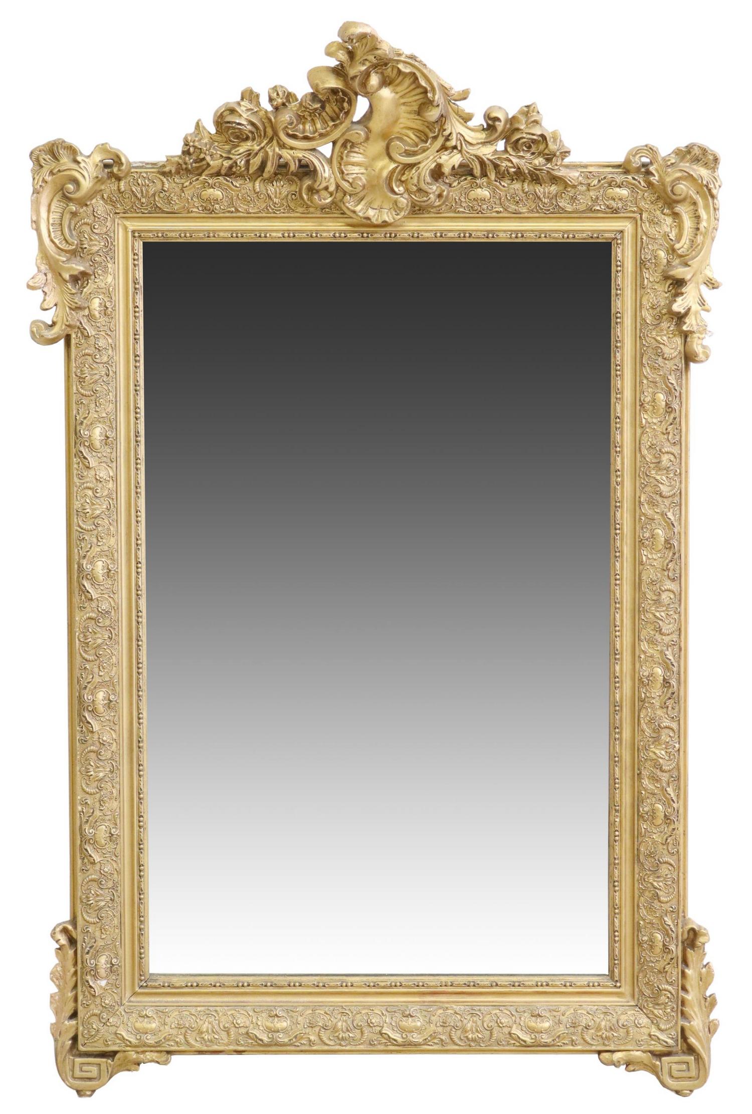 FRENCH LOUIS XV STYLE GILTWOOD WALL MIRROR (1 of 3)