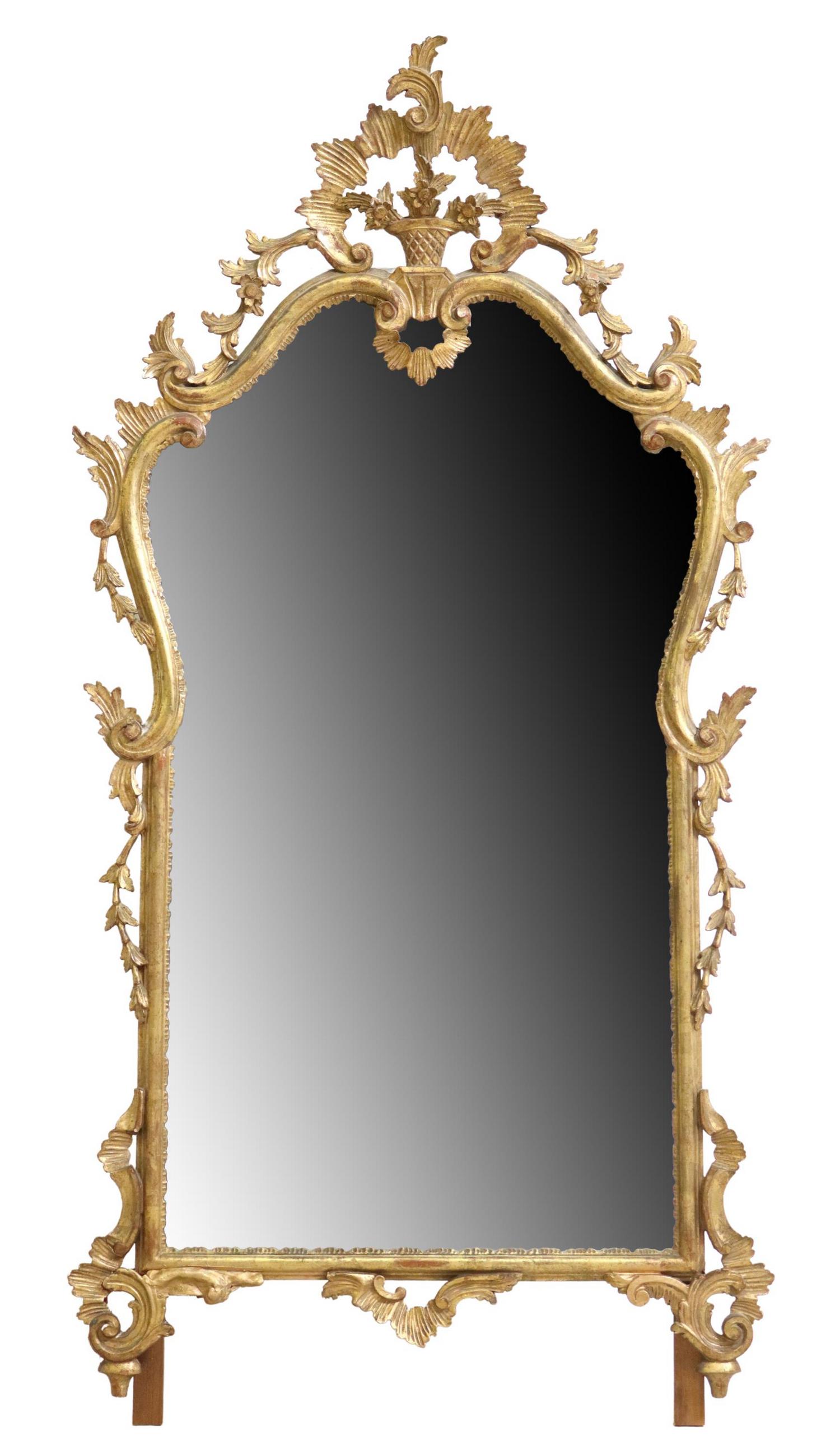 FLORENTINE ROCAILLE GILT WALL MIRROR (1 of 3)