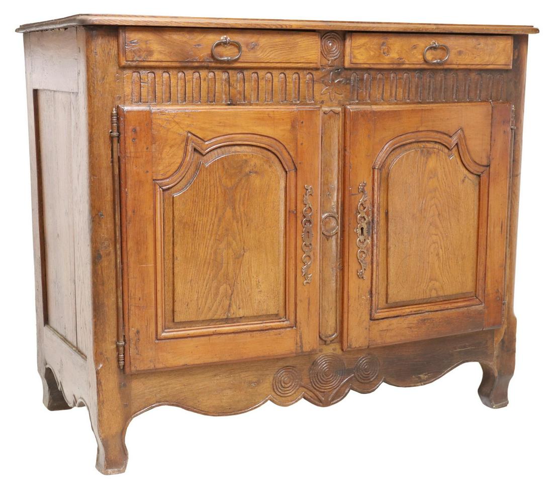 FRENCH PROVINCIAL LOUIS XV STYLE OAK SIDEBOARD (1 of 6)