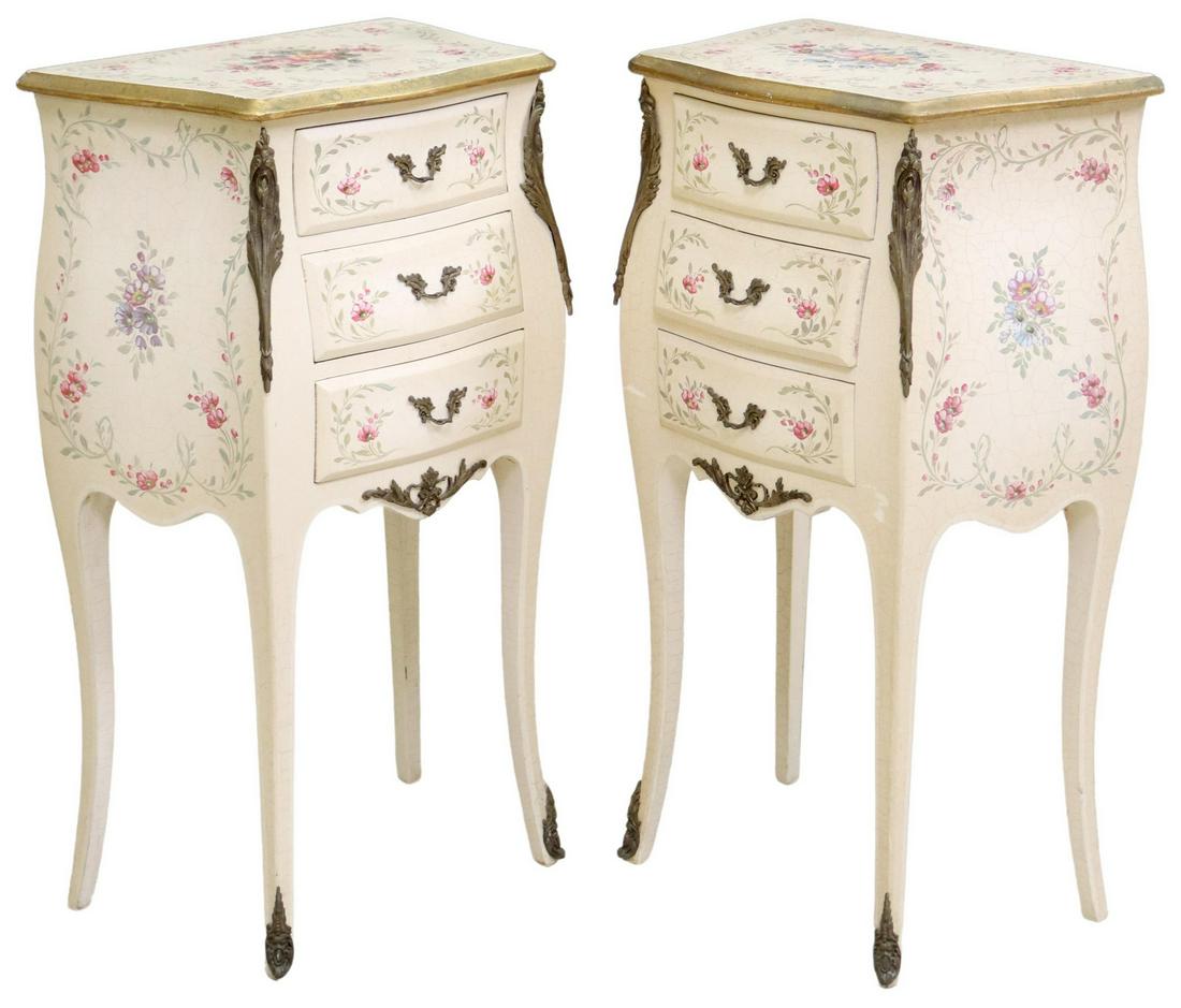 (2) FRENCH LOUIS XV STYLE PAINTED NIGHTSTANDS (1 of 5)