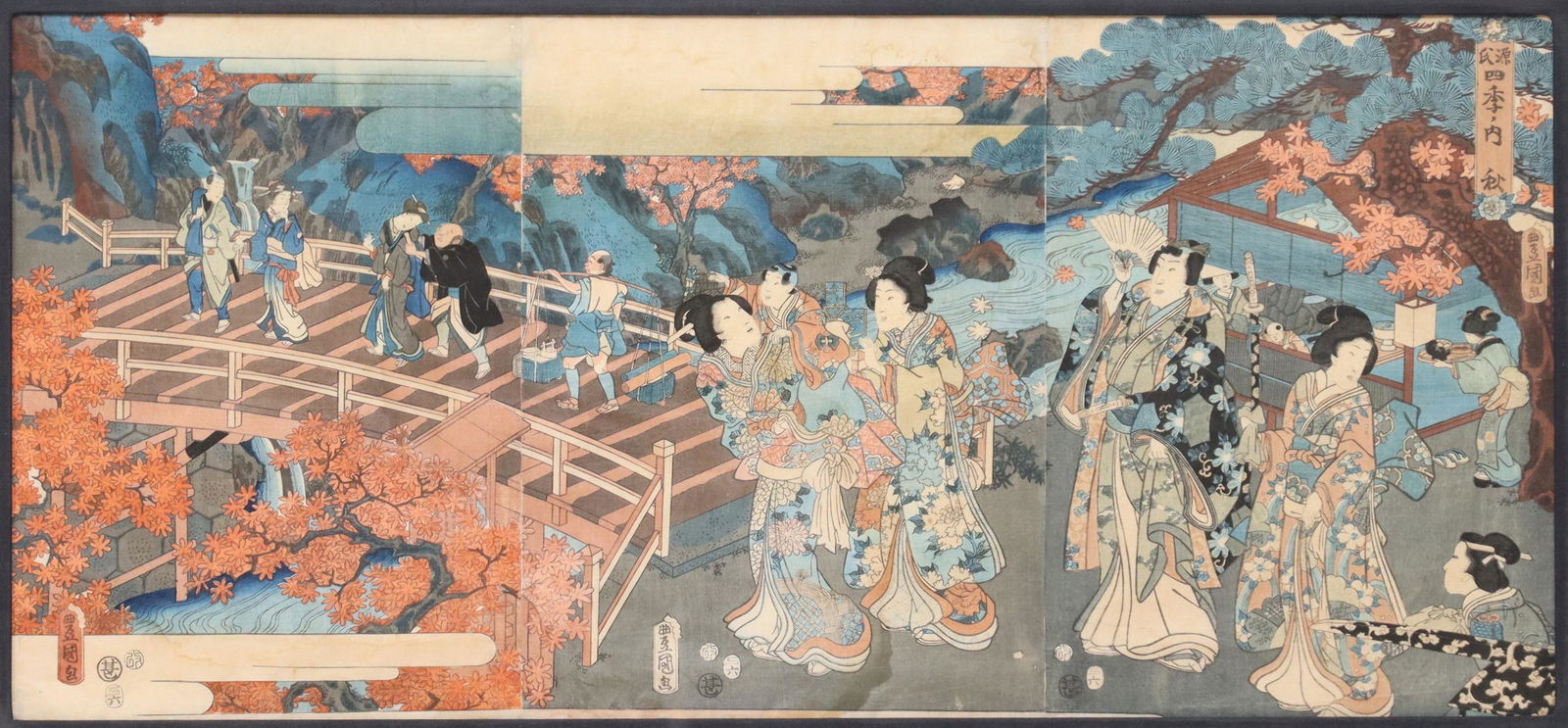 UTAGAWA KUNISADA (1786-1865) WOODBLOCK TRIPTYCH (1 of 6)