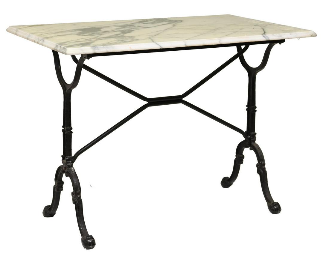 FRENCH MARBLE-TOP & CAST IRON BISTRO TABLE (1 of 4)