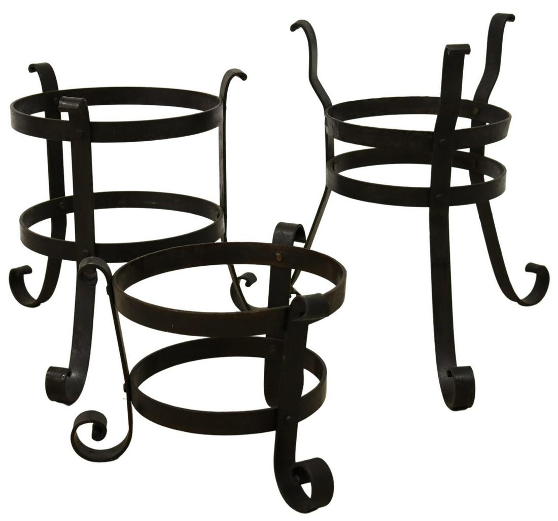 (3) RUSTIC WROUGHT IRON PLANTER STANDS (1 of 4)