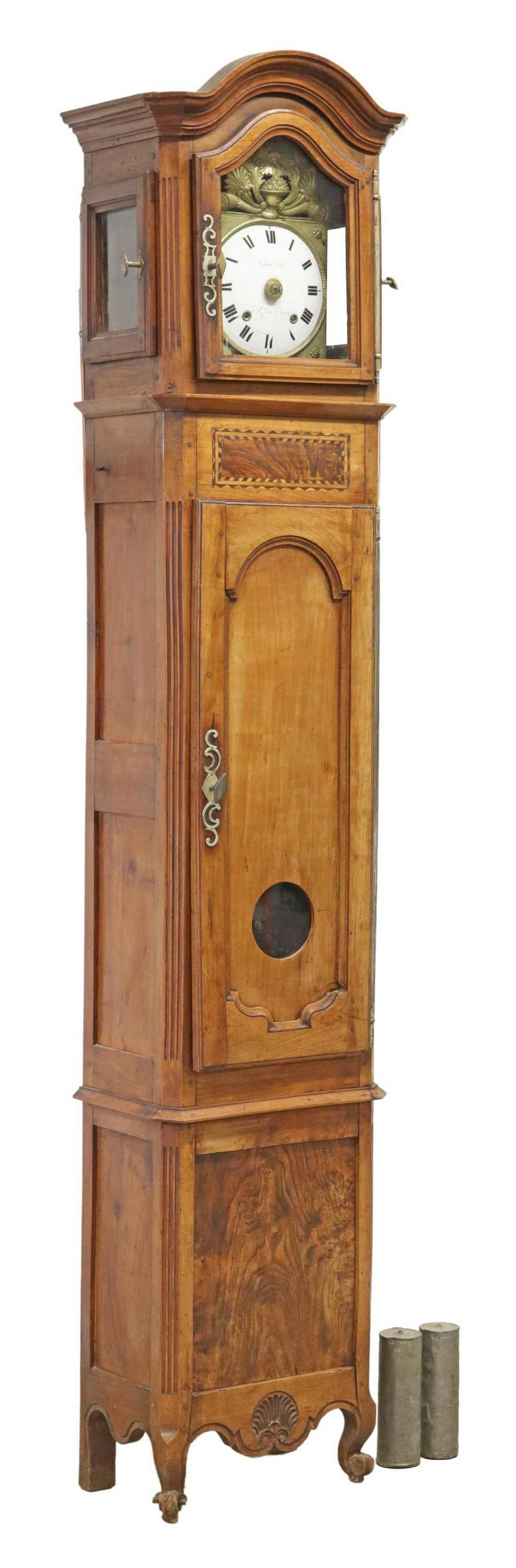 FRENCH PROVINCIAL WALNUT LONGCASE CLOCK (1 of 8)