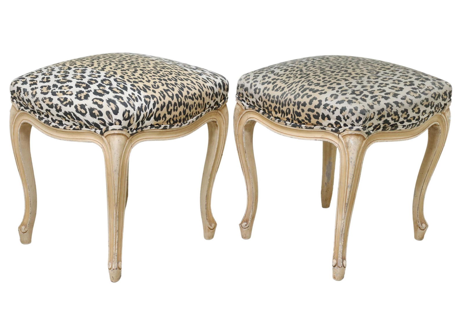 (2) FRENCH LOUIS XV STYLE LEOPARD PRINT FOOTSTOOLS (1 of 4)