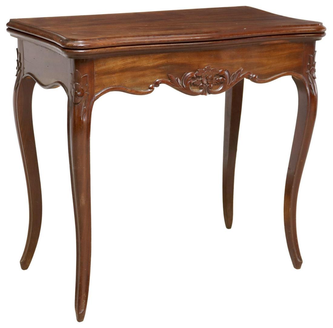 FRENCH LOUIS XV STYLE MAHOGANY FOLDING GAMES TABLE (1 of 6)