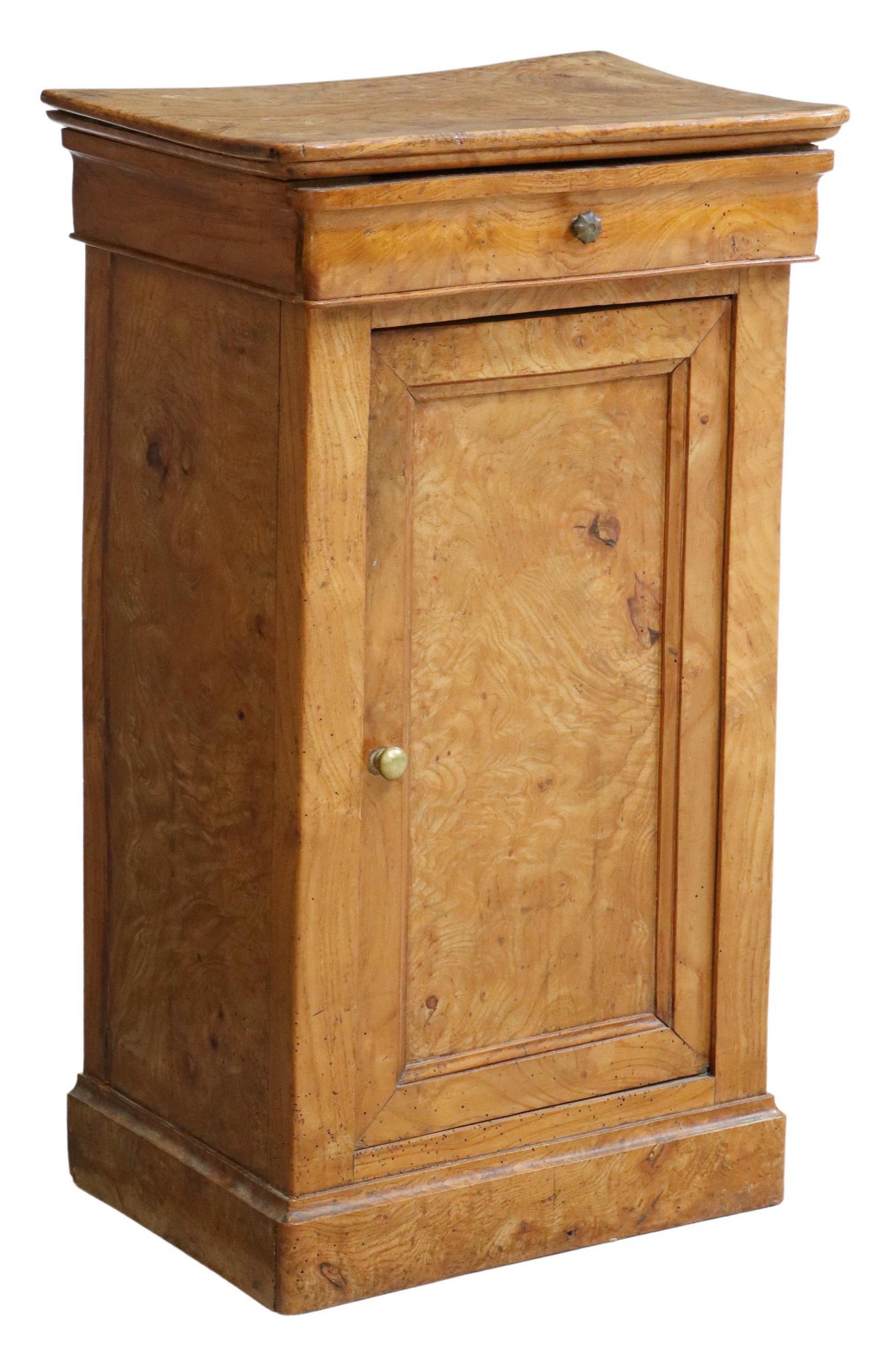FRENCH LOUIS PHILIPPE FIGURED BEDSIDE CABINET (1 of 6)