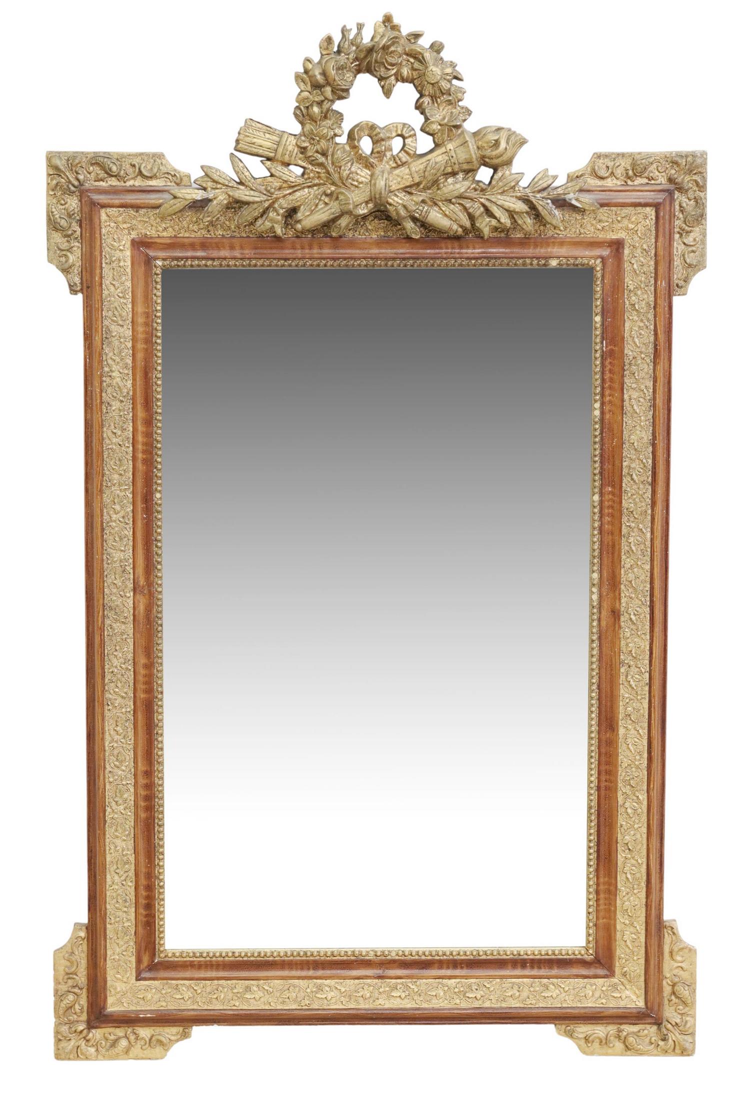 LOUIS XVI STYLE GILT PAINTED WALL MIRROR (1 of 3)