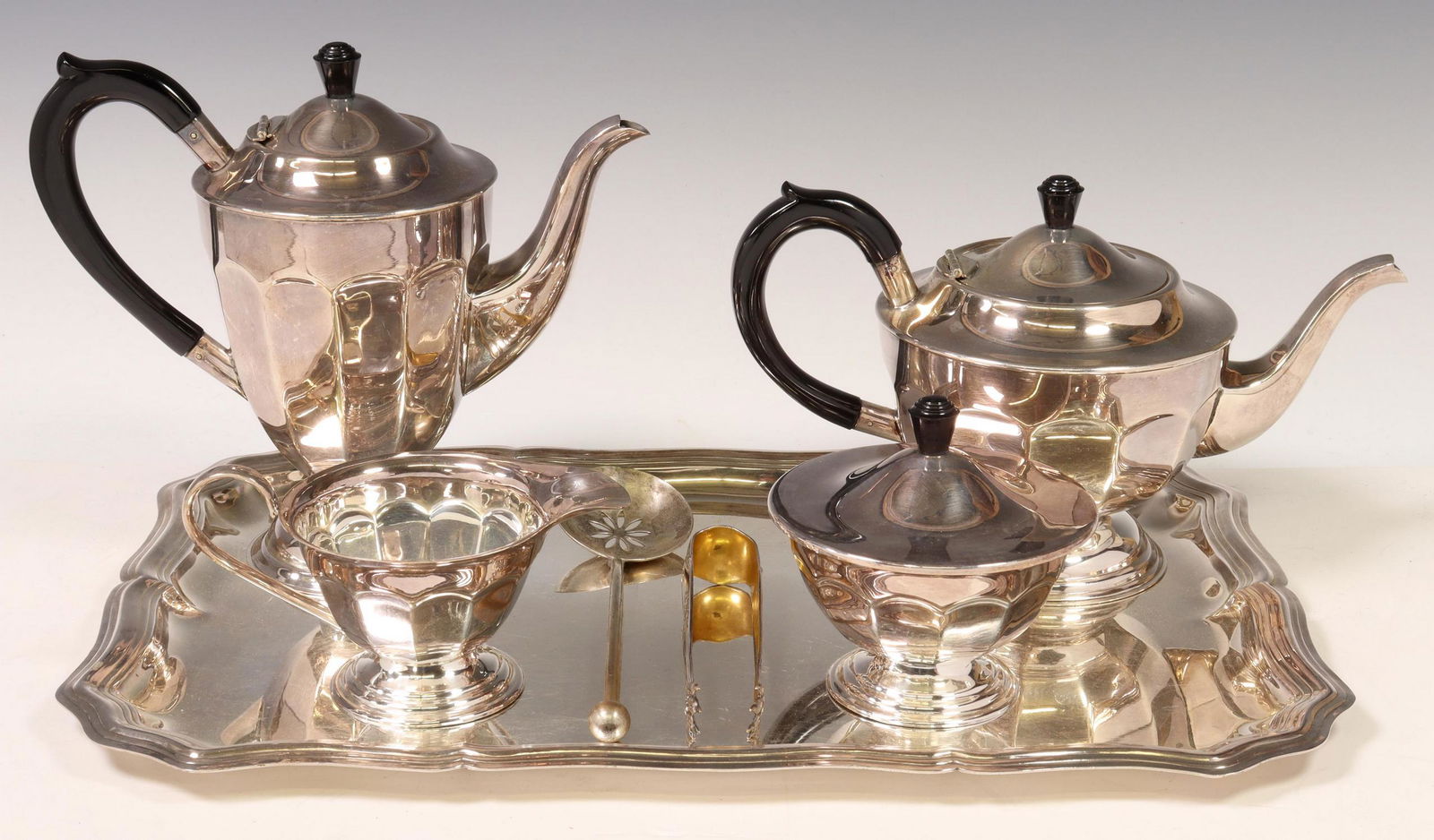 (7) SHEFFIELD SILVERPLATE TEA & COFFEE SERVICE (1 of 5)