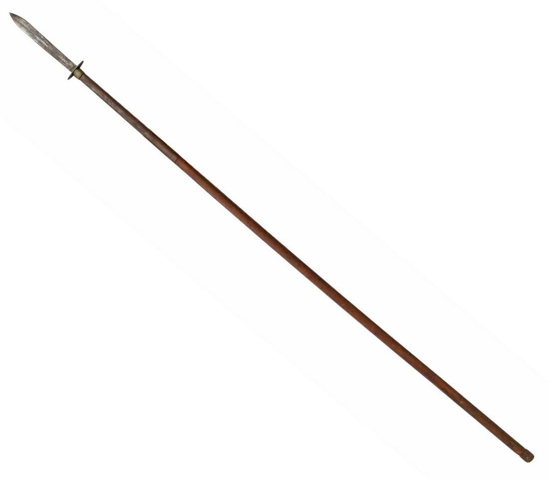 GEORGIA CONFEDERATE CIVIL WAR SPEAR BLADE PIKE: Confederate full length pike or polearm, Georgia c.1862-1863, manufactured by various blacksmiths in response to the 1862 order by Georgia Governor Joseph Brown calling for thousands to be made as def