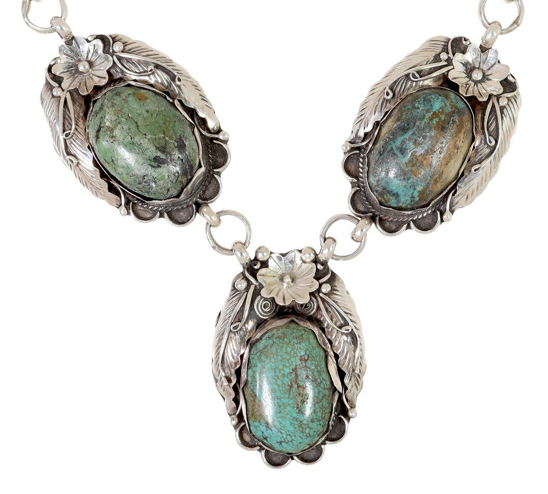 BOBBY JOHNSON NAVAJO STERLING & TURQUOISE NECKLACE (1 of 4)