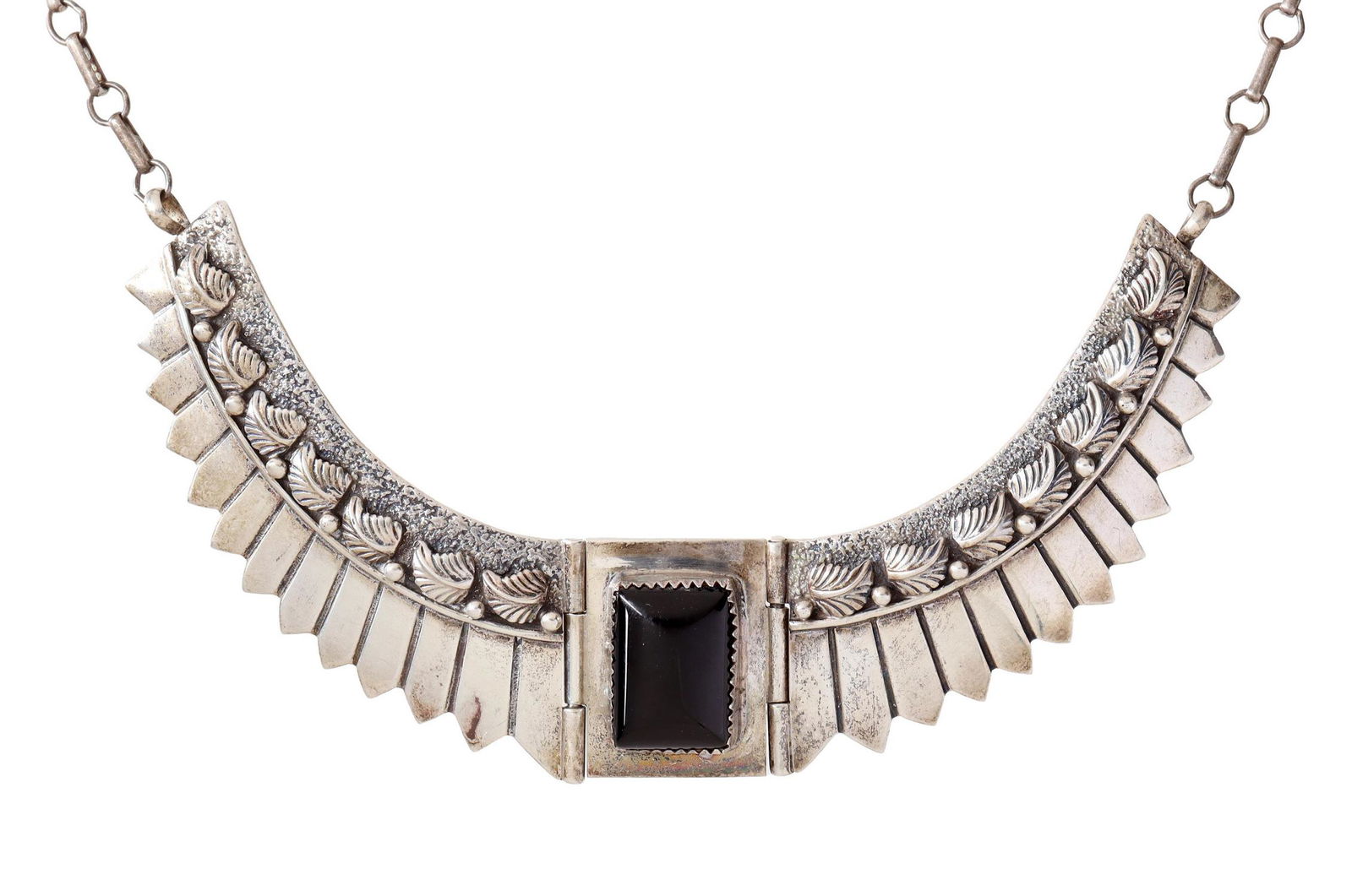 NATIVE AMERICAN STERLING & ONYX COLLAR NECKLACE (1 of 4)