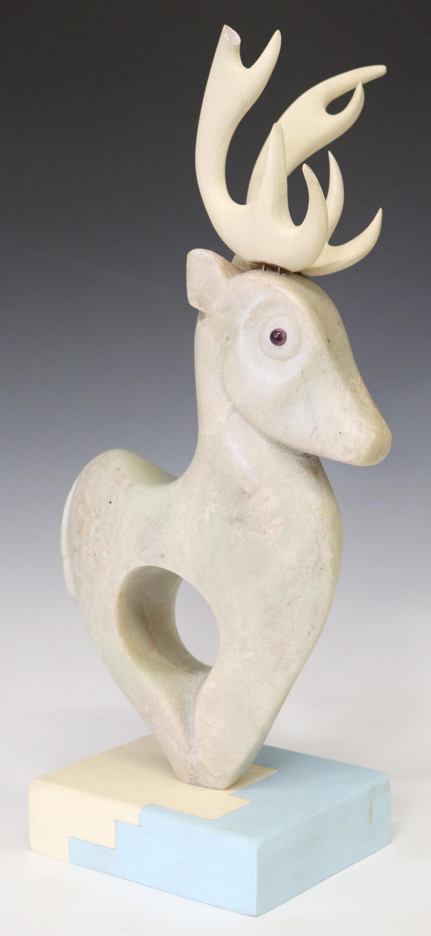 FIRST NATIONS GERARD TSONAKWA STONE DEER SCULPTURE (1 of 6)