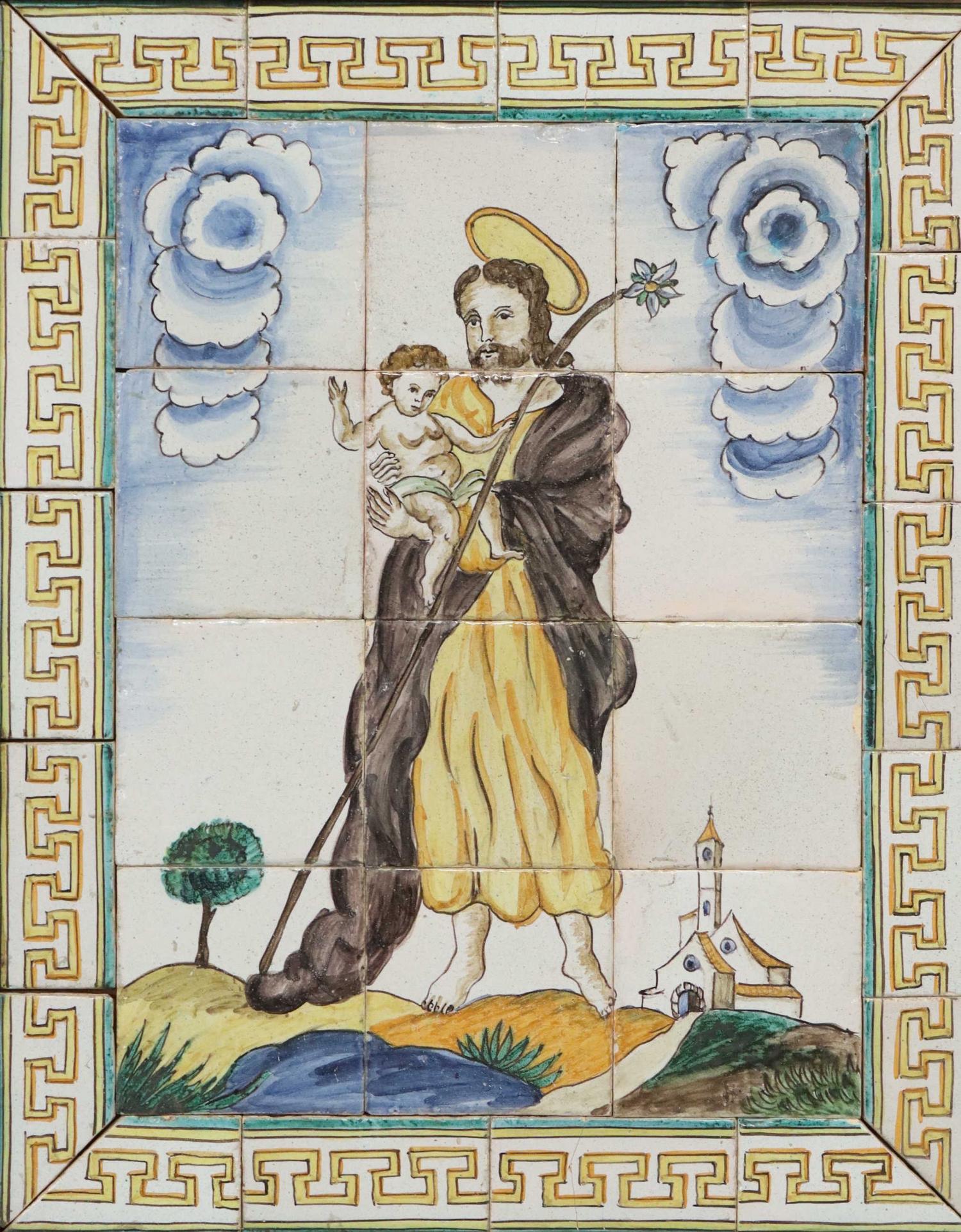 TALAVERA POTTERY PICTORIAL TILES SAINT JOSEPH (1 of 3)
