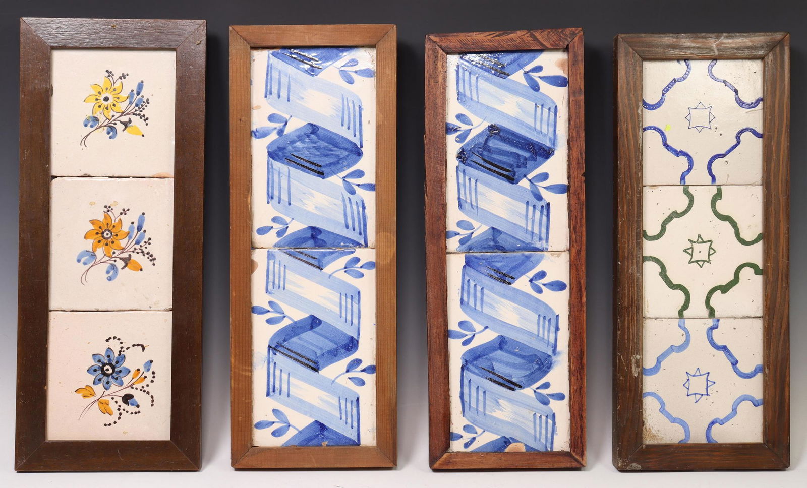 (4) FRAMED MAJOLICA CERAMIC TILES, SPAIN 19TH C (1 of 4)