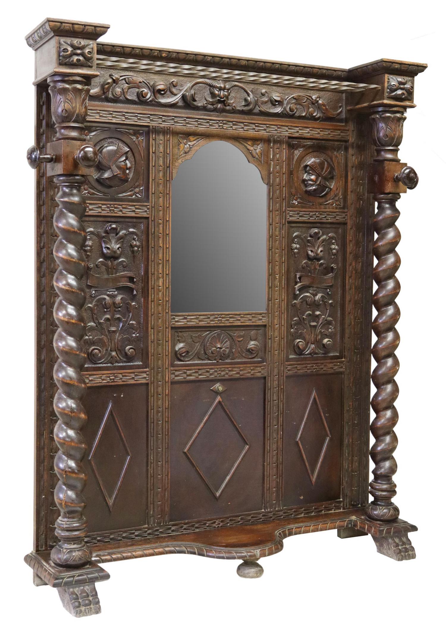 SPANISH RENAISSANCE REVIVAL CARVED HALL TREE (1 of 5)