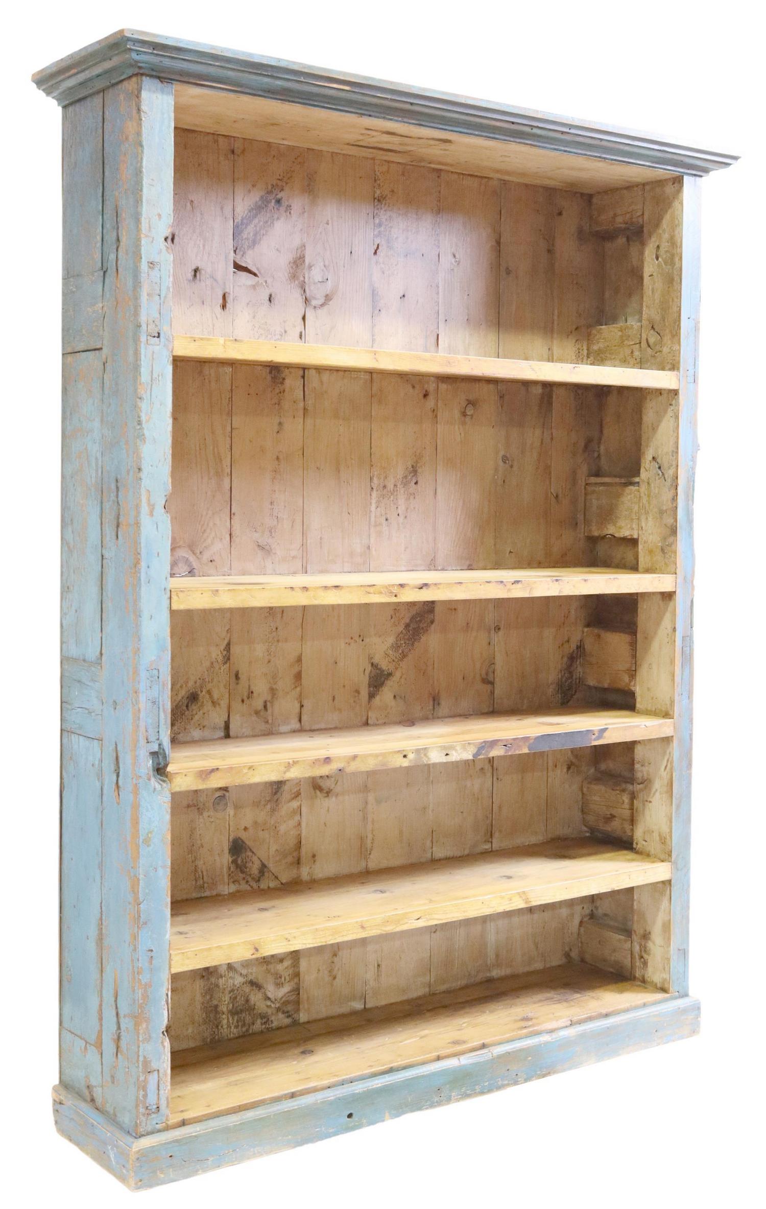 RUSTIC DISTRESS PAINTED PINE OPEN BOOKCASE (1 of 4)