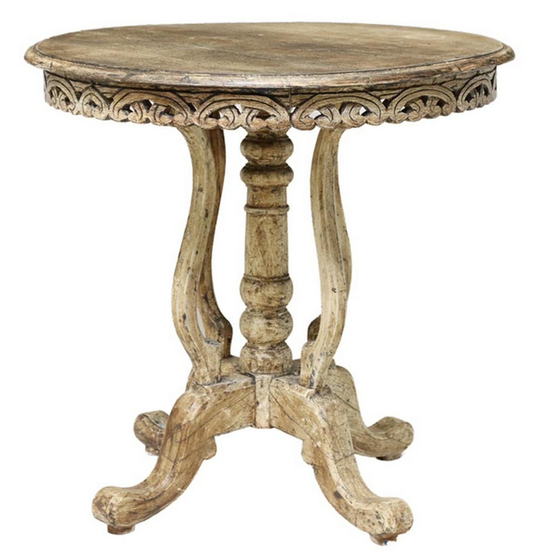RUSTIC DISTRESS PAINTED PEDESTAL TABLE (1 of 3)