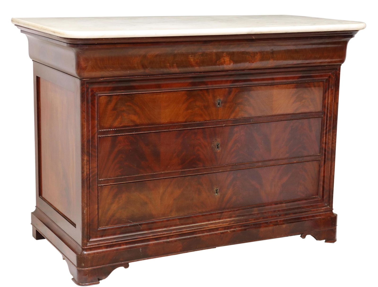 FRENCH LOUIS PHILIPPE MARBLE-TOP MAHOGANY COMMODE (1 of 5)