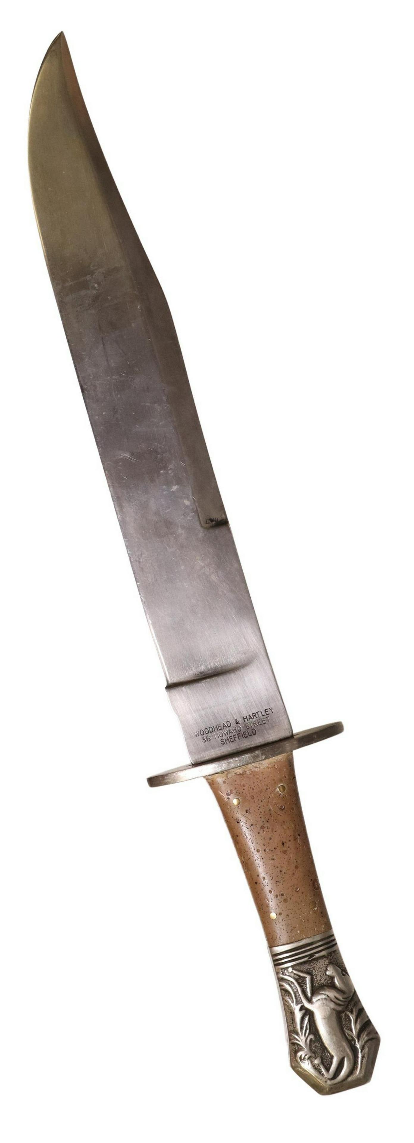 WOODHEAD & HARTLEY SHEFFIELD BOWIE KNIFE, 15.5"L (1 of 4)