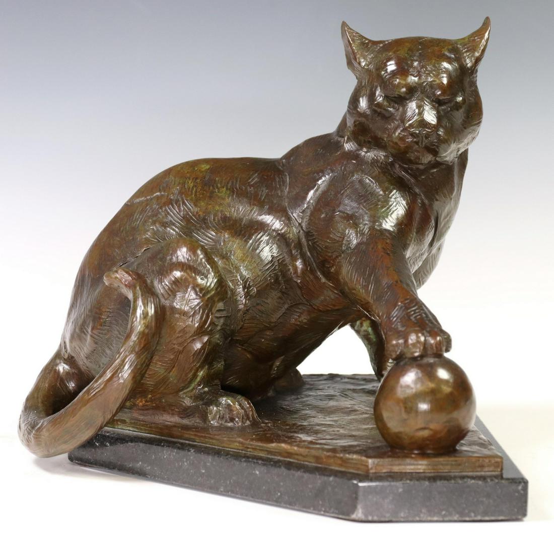 DAN OSTERMILLER (B.1956) BRONZE CAT SCULPTURE (1 of 5)