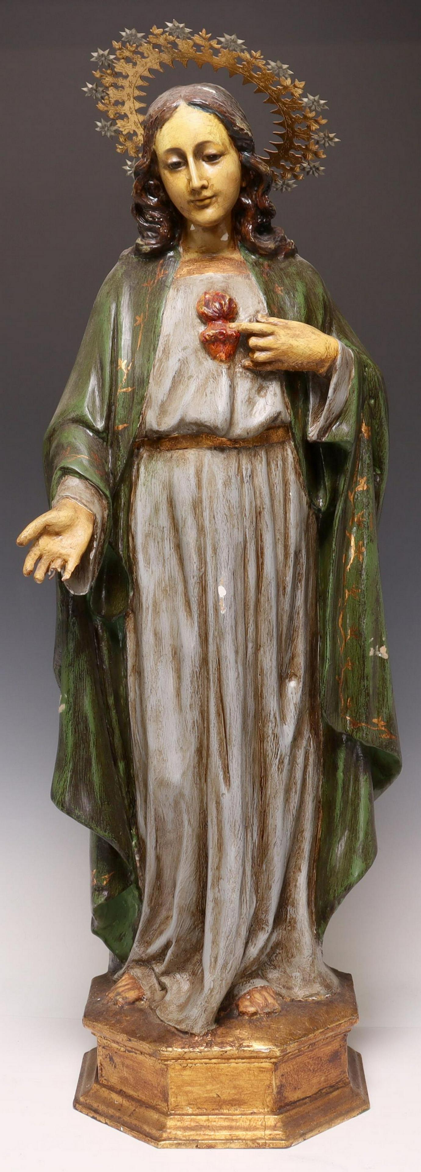 SPANISH CARVED SANTO IMMACULATE HEART OF MARY (1 of 4)
