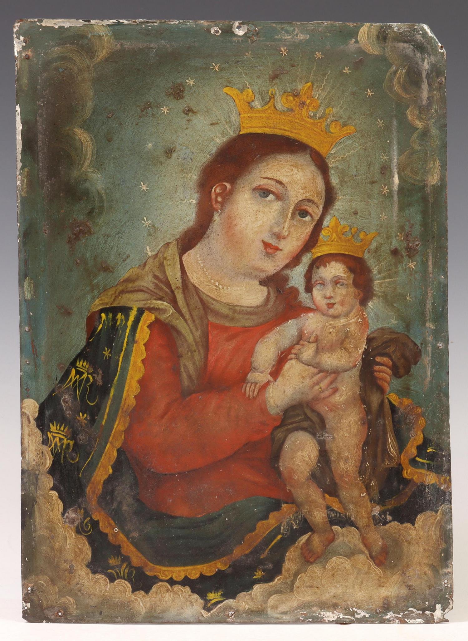 OIL ON TIN RETABLO NUESTRA SENORA DEL REFUGIO (1 of 2)