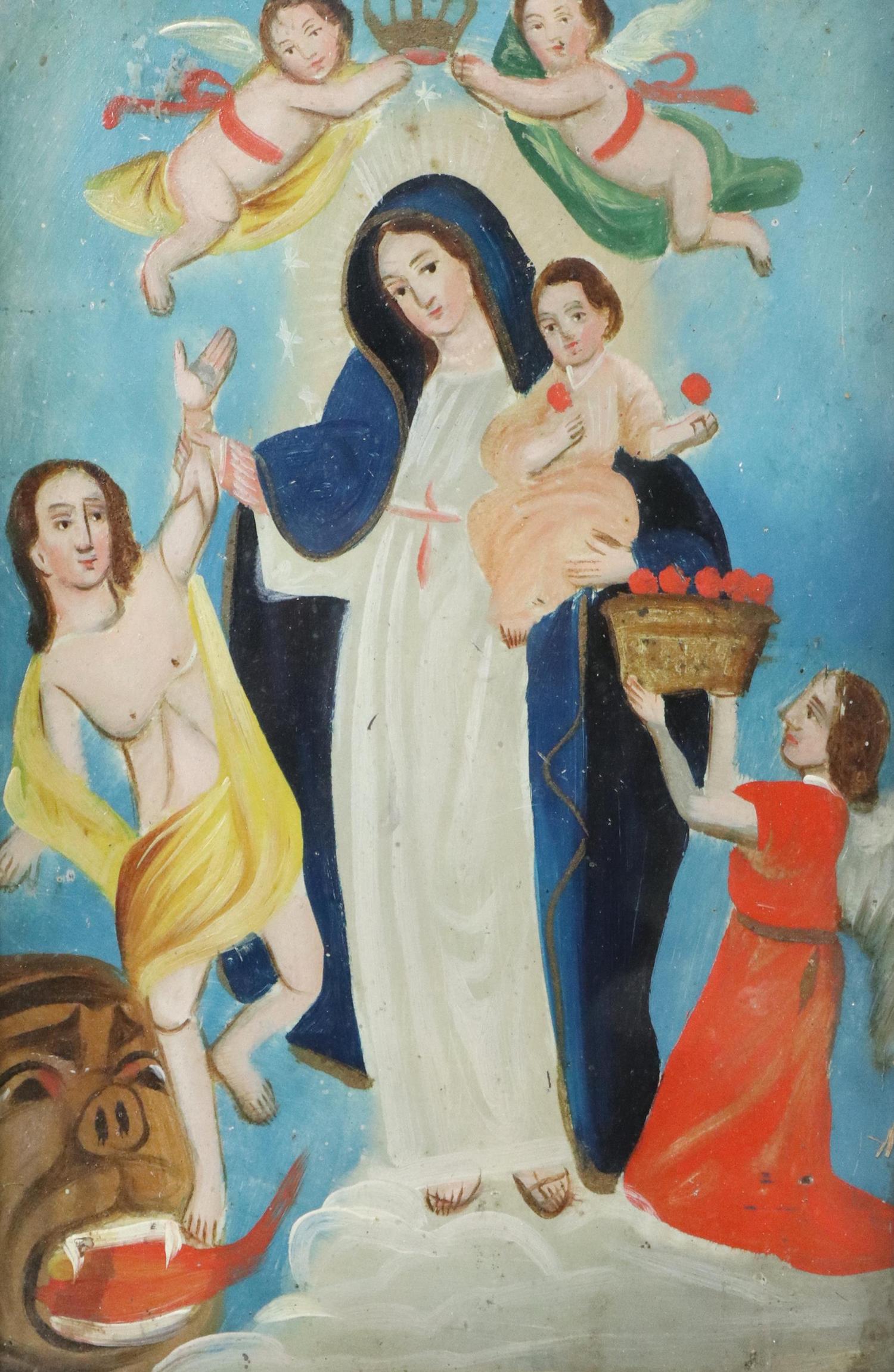 FRAMED OIL ON TIN RETABLO NUESTRA SENORA DE LA LUZ (1 of 3)
