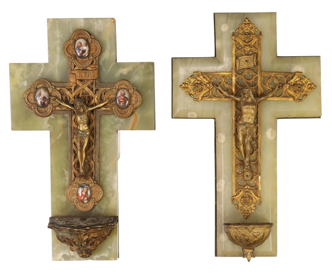 (2) CONTINENTAL RELIGIOUS ONYX HOLY WATER FONTS (1 of 6)