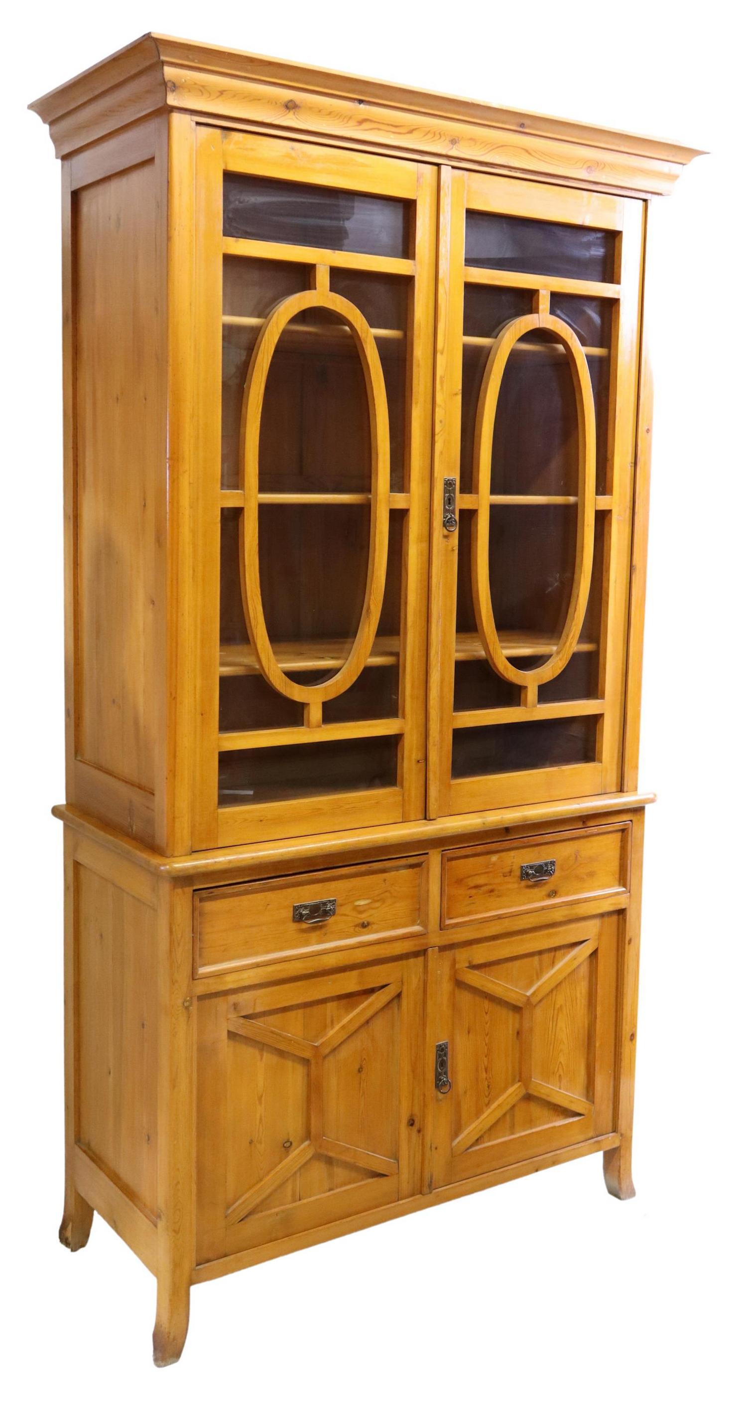 CONTINENTAL PINE GLAZED DOOR BOOKCASE/ CABINET (1 of 5)