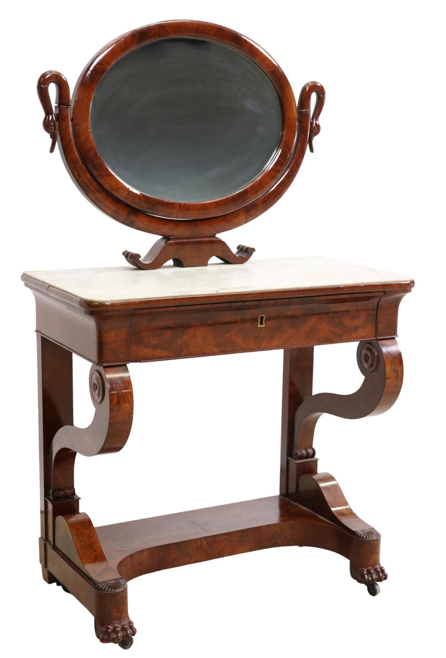 EMPIRE STYLE MARBLE-TOP MAHOGANY DRESSING TABLE (1 of 5)