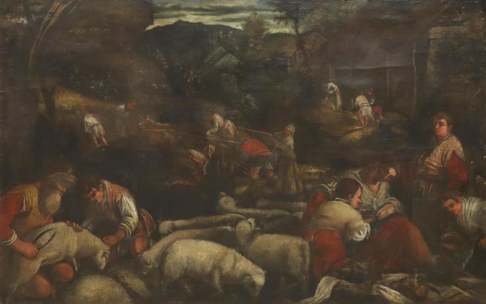 CONTINENTAL SCHOOL PAINTING RURAL GENRE SCENE (1 of 3)