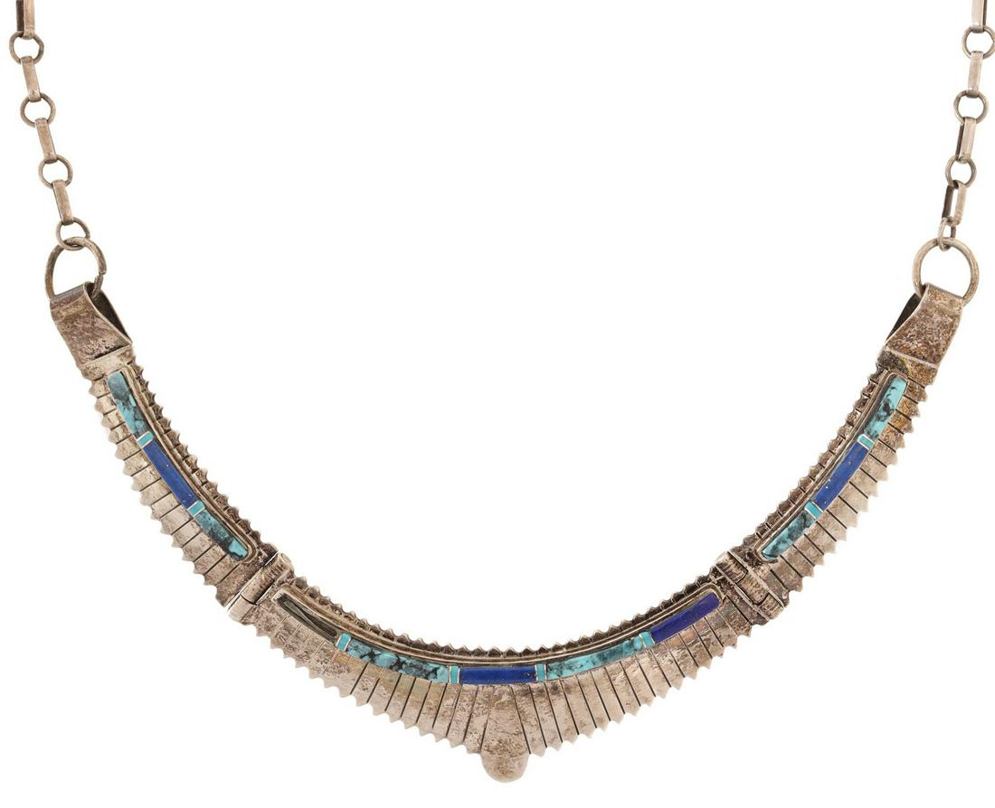 MELVIN FRANCIS TURQUOISE & LAPIS STERLING NECKLACE (1 of 5)