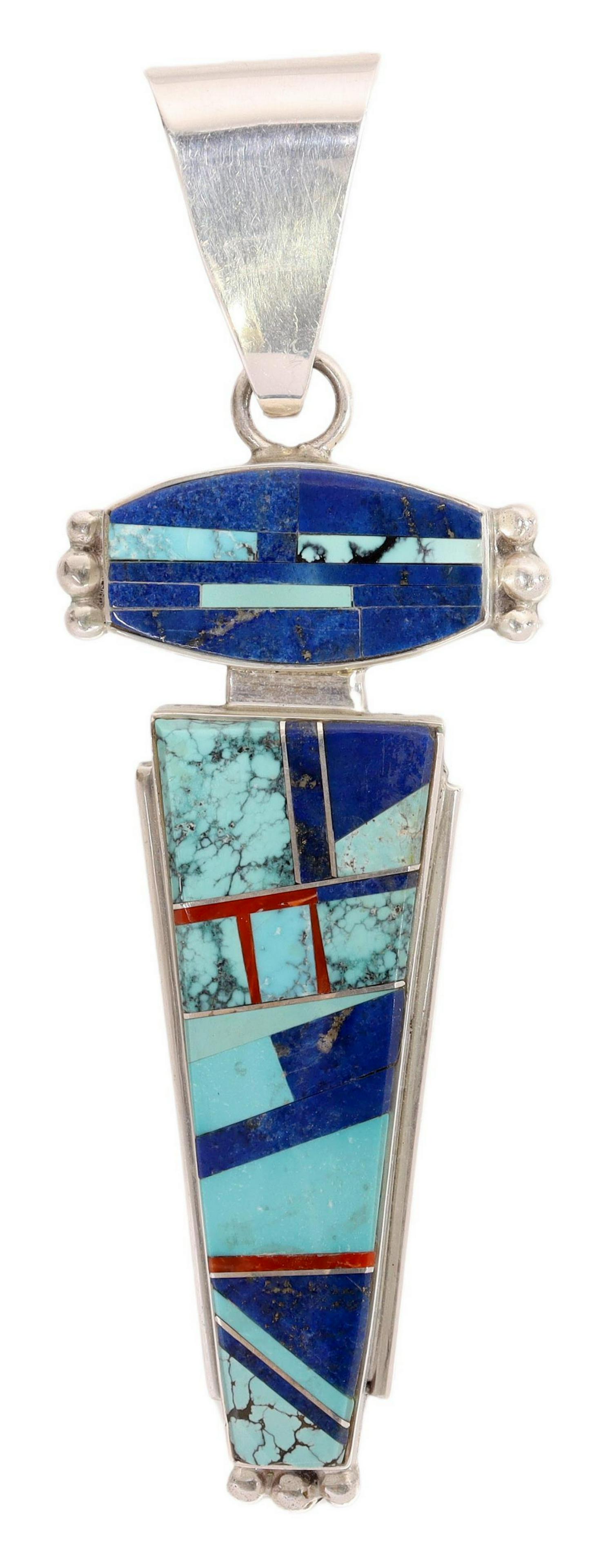 SOUTHWEST STERLING CHANNEL MOSAIC INLAY PENDANT (1 of 2)