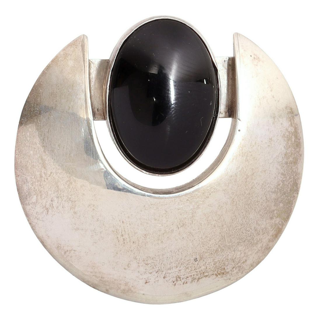 CARSON BLACKGOAT NAVAJO STERLING & ONYX PENDANT (1 of 2)