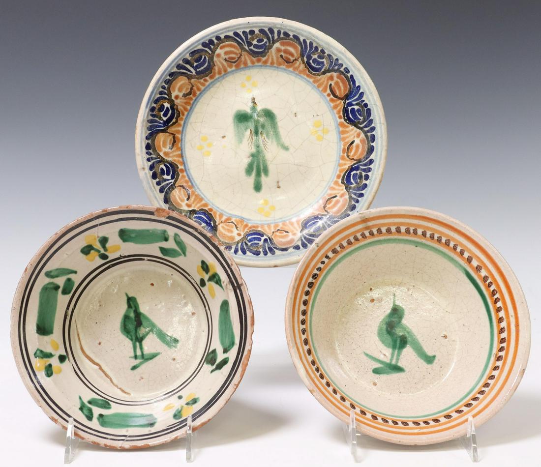 (3) TALAVERA POTTERY BOWLS & PLATE, MEXICO (1 of 10)