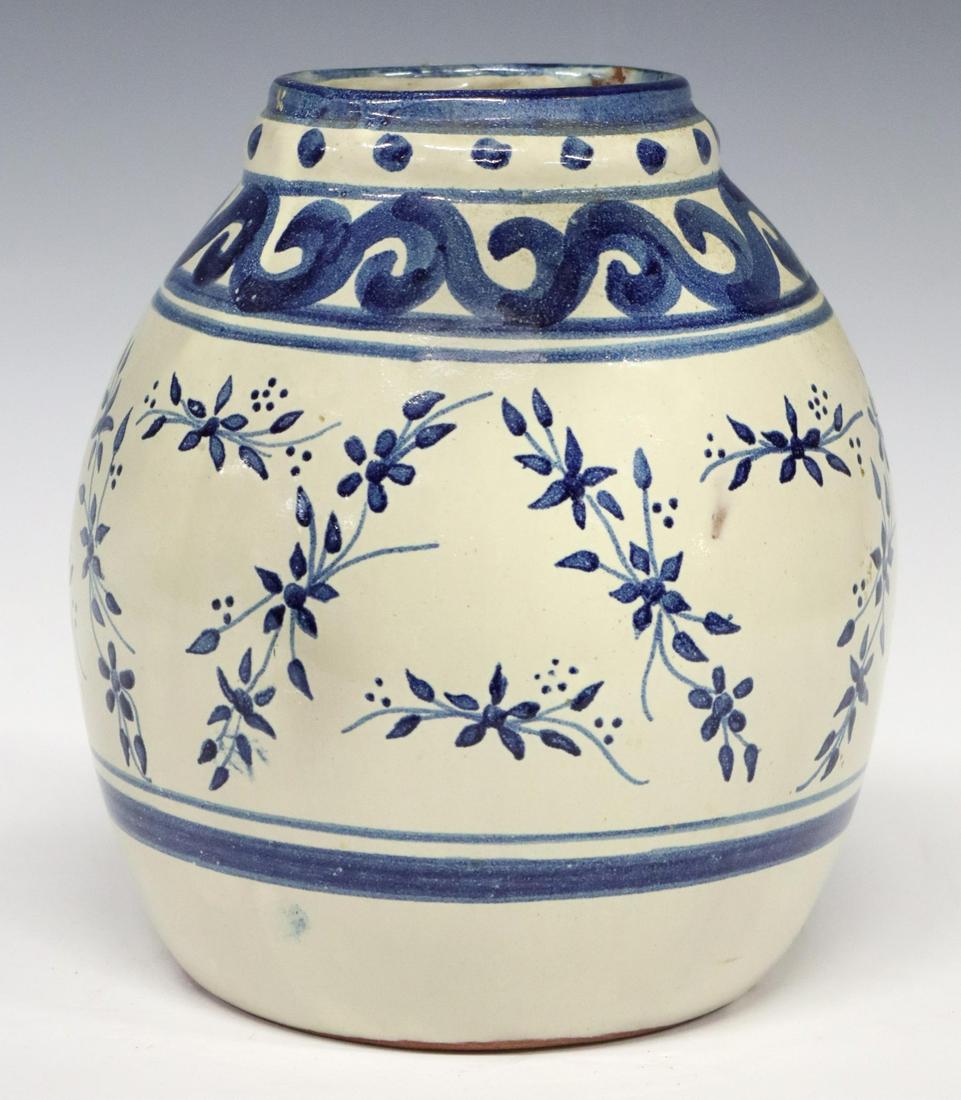 TALAVERA BLUE & WHITE GLAZED POTTERY VASE (1 of 4)
