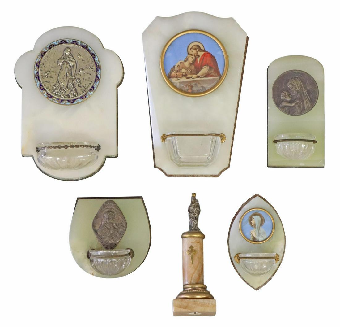 (6) CONTINENTAL RELIGIOUS ONYX HOLY WATER FONTS (1 of 4)