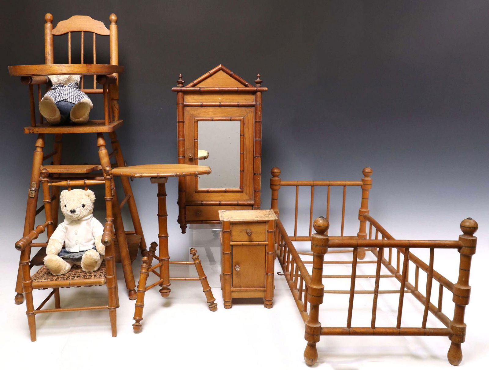 (8) FRENCH SALESMAN SAMPLE DOLL FURNITURE & TOYS (1 of 10)