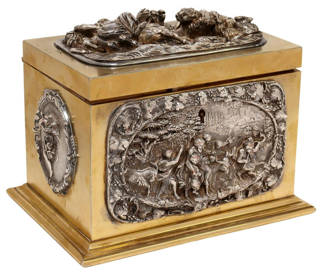 VICTORIAN SILVERPLATE & GILT METAL TEA CADDY (1 of 10)