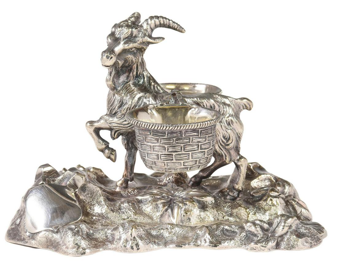 VICTORIAN NOVELTY SILVERPLATE GOAT SALT CELLAR (1 of 4)